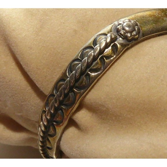 Native American Bracelet Sterling Silver Cuff Turquoise Stone Signed E - Picture 8 of 16